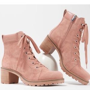 Leather lace up pink combat bootie Vince Camuto